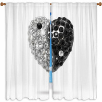 Yin Yang Hearts Diamonds Window Curtains 42183506