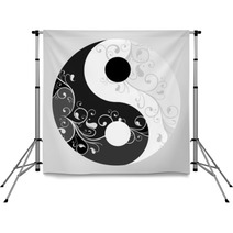 Yin Yang Pattern Symbol On Grey Background, Vector Illustration Backdrops 54209361