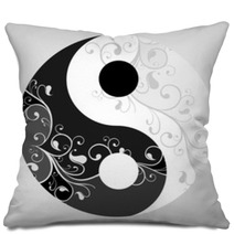 Yin Yang Pattern Symbol On Grey Background, Vector Illustration Pillows 54209361