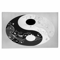 Yin Yang Pattern Symbol On Grey Background, Vector Illustration Rugs 54209361
