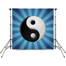 Yin Yang Symbol On Blue Rays Background Backdrops 55251225