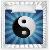 Yin Yang Symbol On Blue Rays Background Nursery Decor 55251225