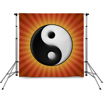 Yin Yang Symbol On Red Rays Background Backdrops 55251232