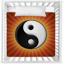 Yin Yang Symbol On Red Rays Background Nursery Decor 55251232