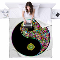 Yin Yang Symbol Psychedelic Art Design-Simbolo Psichedelico Blankets 46575701