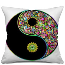 Yin Yang Symbol Psychedelic Art Design-Simbolo Psichedelico Pillows 46575701