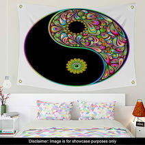Yin Yang Symbol Psychedelic Art Design-Simbolo Psichedelico Wall Art 46575701