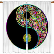 Yin Yang Symbol Psychedelic Art Design-Simbolo Psichedelico Window Curtains 46575701