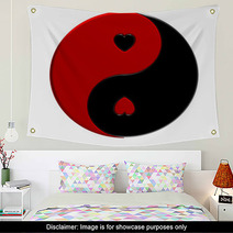 Yin-yang With Hearts Wall Art 45005439