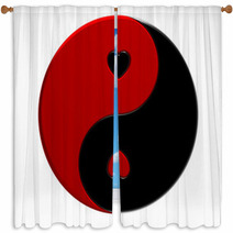 Yin-yang With Hearts Window Curtains 45005439