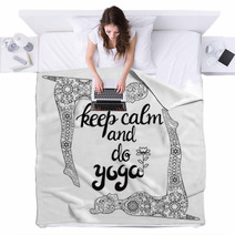 Yoga And Meditation Concept Background With Text Keep Calm And Do Yoga Blankets 192035184