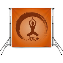 Yoga Label With Zen Symbol And Lotus Pose Backdrops 55817364