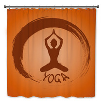 Yoga Label With Zen Symbol And Lotus Pose Bath Decor 55817364