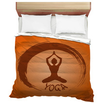 Yoga Label With Zen Symbol And Lotus Pose Bedding 55817364