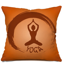 Yoga Label With Zen Symbol And Lotus Pose Pillows 55817364