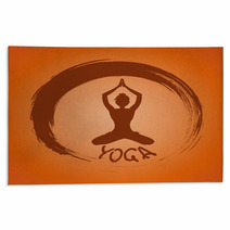 Yoga Label With Zen Symbol And Lotus Pose Rugs 55817364