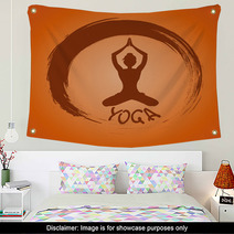 Yoga Label With Zen Symbol And Lotus Pose Wall Art 55817364