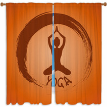 Yoga Label With Zen Symbol And Lotus Pose Window Curtains 55817364