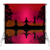 Yoga Meditation Silhouettes Backdrops 62765359