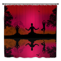 Yoga Meditation Silhouettes Bath Decor 62765359