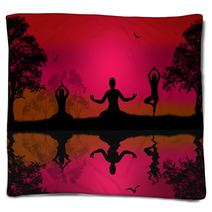 Yoga Meditation Silhouettes Blankets 62765359