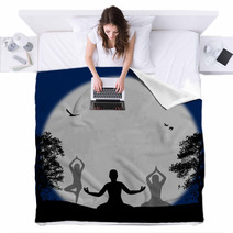 Yoga Meditation Silhouettes Blankets 64859859