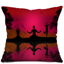 Yoga Meditation Silhouettes Pillows 62765359