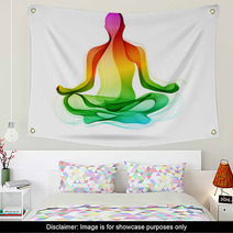 Yoga Pose Abstract Color Background Wall Art 65611901