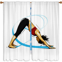 Yoga Pose Downward Dog Window Curtains 178330094