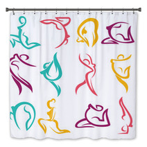 Yoga Practice And Other Woman Exercise Bath Decor 80518137