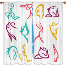 Yoga Practice And Other Woman Exercise Window Curtains 80518137