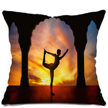 Yoga Silhouette Natarajasana Dancer Pose Pillows 196078192