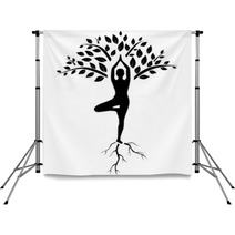 Yoga Tree Pose Silhouette Backdrops 74179141
