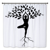Yoga Tree Pose Silhouette Bath Decor 74179141