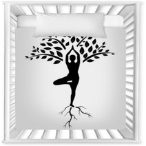 Yoga Tree Pose Silhouette Nursery Decor 74179141