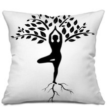 Yoga Tree Pose Silhouette Pillows 74179141