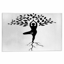 Yoga Tree Pose Silhouette Rugs 74179141