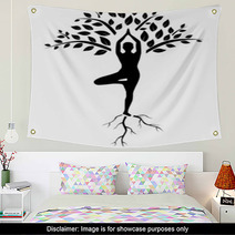 Yoga Tree Pose Silhouette Wall Art 74179141