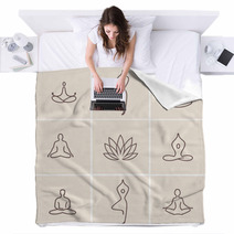Yoga Vector Logotype Icon Spa Blankets 142393877