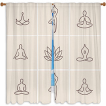 Yoga Vector Logotype Icon Spa Window Curtains 142393877