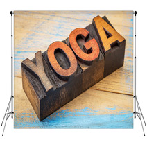 Yoga Word In Vintage Wood Type Backdrops 100891533