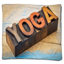 Yoga Word In Vintage Wood Type Blankets 100891533