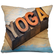 Yoga Word In Vintage Wood Type Pillows 100891533