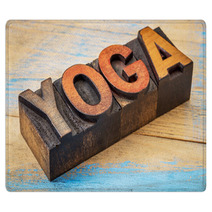Yoga Word In Vintage Wood Type Rugs 100891533