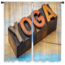 Yoga Word In Vintage Wood Type Window Curtains 100891533