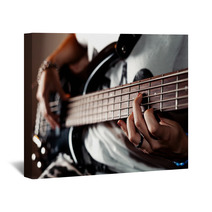 Young Adult Girl Playing Five String Bass Guitar Color Image In Horizontal Orientation Wall Art 86339939