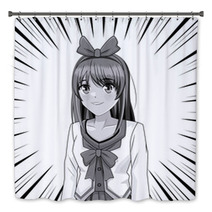 Young Anime School Student Woman Bath Decor 221303225