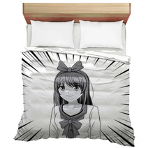 Young Anime School Student Woman Bedding 221303225
