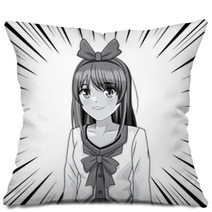 Young Anime School Student Woman Pillows 221303225