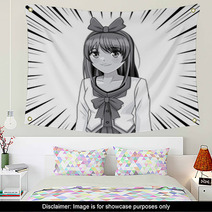 Young Anime School Student Woman Wall Art 221303225